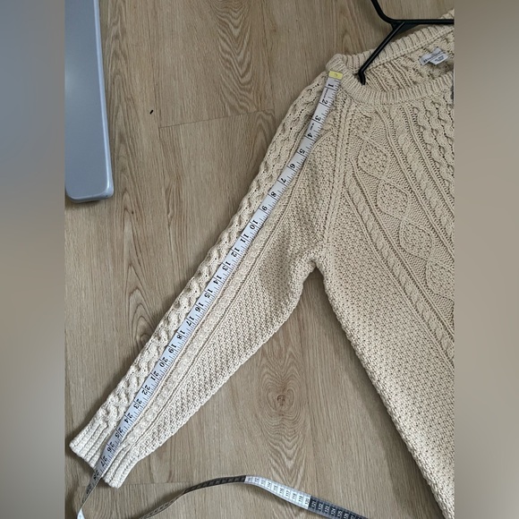 LL Bean Signature XL Cotton Fisherman Cable Knit Tunic Sweater Beige NWT - Picture 12 of 14